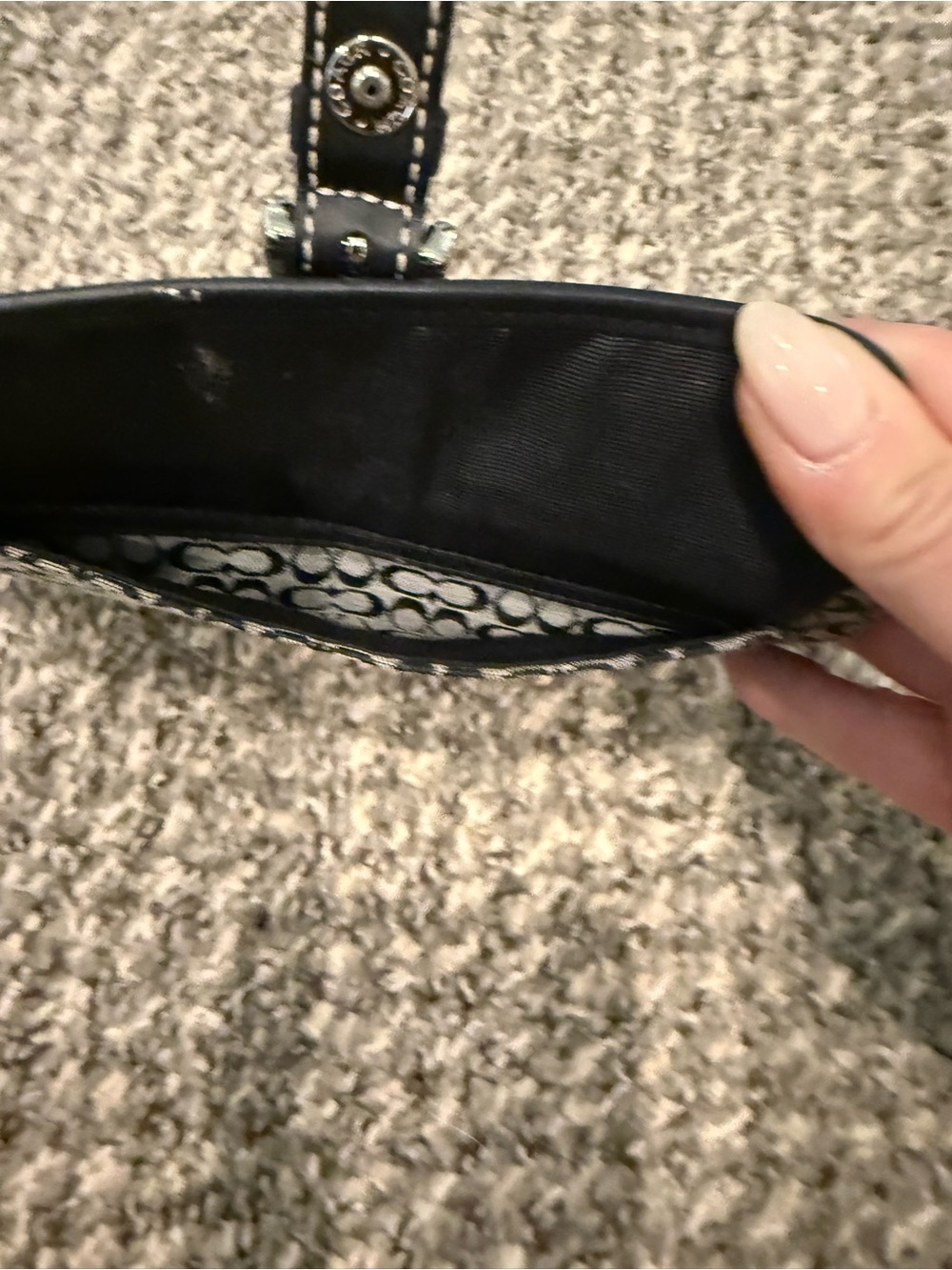 Coach Gray/Black Signature Canvas Wristlet with Buckle Detail - Picture 4 of 5
